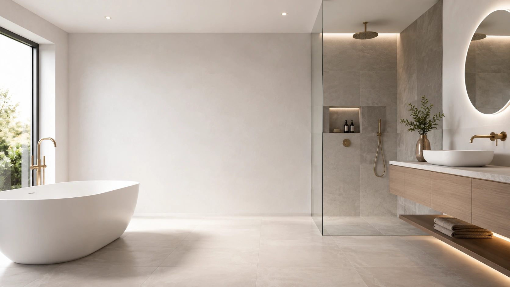 Badezimmer mit freistehender Badewanne